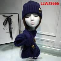GUCCI古馳 兔絨+羊絨針織圍巾帽子套裝 百搭情侶款 LLWJ5666