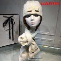 GUCCI古馳 兔絨+羊絨針織圍巾帽子套裝 百搭情侶款 LLWJ5784
