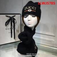 GUCCI古馳 兔絨+羊絨針織圍巾帽子套裝 百搭情侶款 LLWJ5785