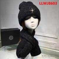 克羅心Chrome Hearts 2018早秋 情侶款加厚羊毛圍巾帽子套裝 男女同款 LLWJ8603