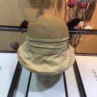 Chanel女士帽子 香奈兒草帽褶皺帽檐 Chanel遮陽帽  mm1010