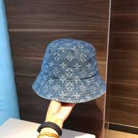 LV男女同款帽子 路易威登牛仔布印花漁夫帽遮陽帽  mm1084