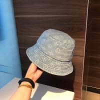 LV男女同款帽子 路易威登牛仔布印花漁夫帽遮陽帽  mm1085