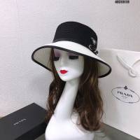 Prada女士帽子 普拉達平頂帽檐款盆帽漁夫帽 Prada草帽禮帽  mm1099