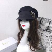 Dior女士帽子 迪奧草編拼接簡約軍帽貝雷帽  mm1152