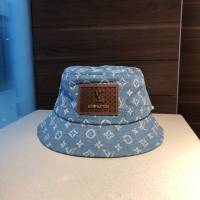 LV男女同款帽子 路易威登做舊牛仔刺繡漁夫帽遮陽帽  mm1181