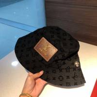 LV男女同款帽子 路易威登做舊牛仔刺繡漁夫帽遮陽帽  mm1182