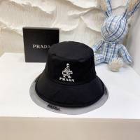 Prada女士帽子 普拉達網紗邊拼接材質漁夫帽遮陽帽  mm1195