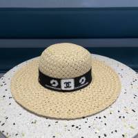 Chanel新品女士帽子 香奈兒英倫帽平頂草帽 Chanel法式度假沙灘遮陽禮帽  mm1294