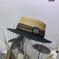 Chanel女士帽子 香奈兒簡約拼接蕾絲草編草帽盆帽禮帽  mm1402