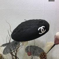 Chanel女士帽子 香奈兒新款波紋設計百搭貝雷帽  mm1408