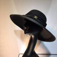 Chanel爆款女士帽子 香奈兒真絲蝴蝶結小香風草帽遮陽帽  mm1498