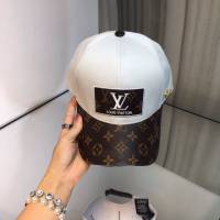 LV新品男士帽子 路易威登真皮壓花拼接鴨舌帽棒球帽  mm1524