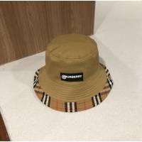 Burberry男女同款帽子 巴寶莉2021新款格子拼接純棉漁夫帽遮陽帽  mm1575