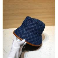 Gucci男女同款帽子 古馳GG牛仔藍漁夫帽遮陽帽  mm1582