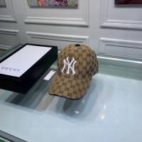 Gucci聯名NY帽子 古馳GG印花刺繡鴨舌帽棒球帽  mm1727