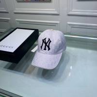 Gucci聯名NY帽子 古馳GG印花刺繡鴨舌帽棒球帽  mm1729