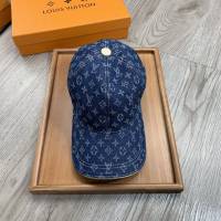 LV男女同款帽子 路易威登水洗做舊牛仔小字棒球帽鴨舌帽  mm1759