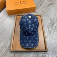LV男女同款帽子 路易威登水洗牛仔印花棒球帽鴨舌帽  mm1762