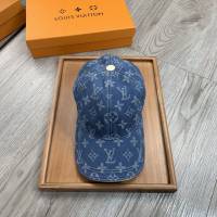 LV男女同款帽子 路易威登水洗牛仔印花棒球帽鴨舌帽  mm1764
