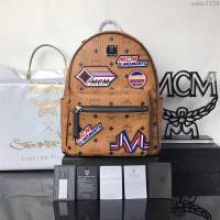 MCM雙肩背包 原單 小號5816 Victory Patch Stark雙肩包 Visetos塗層帆布 多彩貼花裝飾 MCM女後背包  mdmc1139