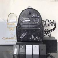 MCM雙肩背包 原單 小號5816 Victory Patch Stark雙肩包 Visetos塗層帆布 多彩貼花裝飾 MCM女後背包  mdmc1140