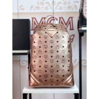 MCM雙肩背包 原單 2118香檳色 Duke款雙肩包 經典MCM字母印花塗層帆布 MCM男背包  mdmc1216