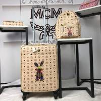 MCM行李箱 原單 1001行李箱 書包 絲印3D兔子 visetos經典圖案 MCM女雙肩包  mdmc1247