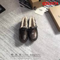 UGG 經典海外版 原版原色真羊毛 真皮蝴蝶結 豆豆鞋 QZS2374