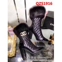 CHANEL香奈兒 專櫃同步 真兔毛+綿羊皮 878 菱格時尚 10寸高靴 QZS1916
