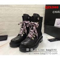 CHANEL香奈兒 高級成衣系列 短靴款 菱格紋格子刺繡 女短靴 QZS2669