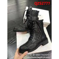 CHANEL香奈兒 專櫃新款 打蠟牛皮+牛皮電繡菱格 馬丁女靴 QZS2777