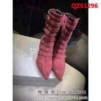 DIOR迪奧 Cruise Clollection 系列 絨裏8寸短靴 酒紅 QZS1296