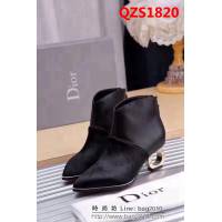 DIOR迪奧 爆款 範冰冰同款升級 牛皮加真馬毛 時尚短靴 QZS1820