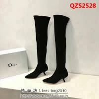DIOR迪奧 黑色真皮絨 時尚百搭 過膝長靴 QZS2528