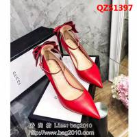 GUCCI古馳 18早春系列 代購品質 RMB古典美學皮革蝴蝶結 中跟單鞋 QZS1397