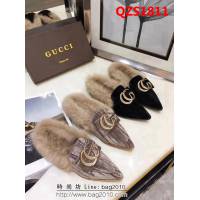 GUCCI古馳 新款 進口韓國絨 時尚 獺兔毛鞋拖 QZS1811