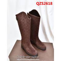 GUCCI古馳 專櫃最新款 經典印花 咖啡色反毛皮高筒靴 QZS2618