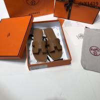 HERMES愛馬仕 頂級品質 2018手掌紋系列 貴婦拖鞋 休閒百搭款 真皮底女拖鞋  dsX1419