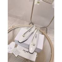 Celine專櫃女鞋 賽琳經典五金奶扣奶單鞋 高跟鞋經典金色凱旋門logo dx3401