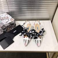 PRADA普拉達 2019早春新款 蝴蝶結絲帶 百搭款 高跟涼鞋 牛漆皮 女尖頭鞋 一鞋兩穿  ljl1466
