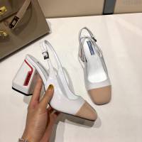 PRADA普拉達 2019早春新款 粗跟女涼鞋 牛皮面 綿羊皮內裏墊腳 高跟單鞋  ljl1469