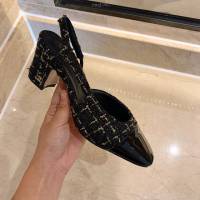 Chanel女鞋 香奈兒時尚經典涼鞋 Chanel中跟涼鞋  naq1092