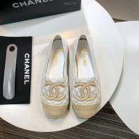 Chanel女鞋 香奈兒頂級版本漁夫鞋 白皮杏皮標  naq1104