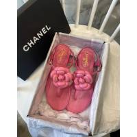 Chanel女鞋 香奈兒經典新款 真皮底 香奈兒羊皮山茶花涼鞋  naq1285