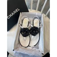 Chanel女鞋 香奈兒經典新款 真皮底 香奈兒羊皮山茶花涼鞋  naq1288