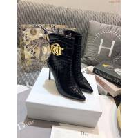 DIOR女鞋 迪奧CD字母logo尖頭馬丁靴 Dior側拉鏈五金扣女短靴  naq1330