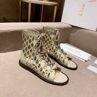 DIOR女鞋 迪奧2021新款走透短靴涼鞋 Dior鏤空系帶靴  naq1377