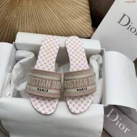 DIOR女鞋 迪奧2021專櫃新款磨砂新大底涼拖 Dior一字型刺繡平拖  naq1489