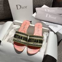 DIOR女鞋 迪奧2021專櫃新款磨砂新大底涼拖 Dior一字型刺繡平拖  naq1496